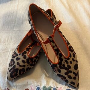 Leopard Print Women's Shoes with Orange Accents